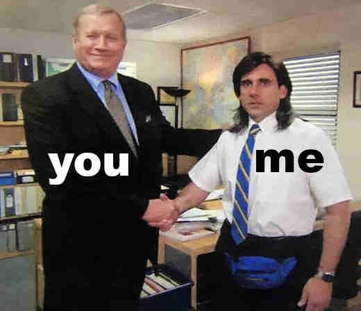 me shaking your hand, the office